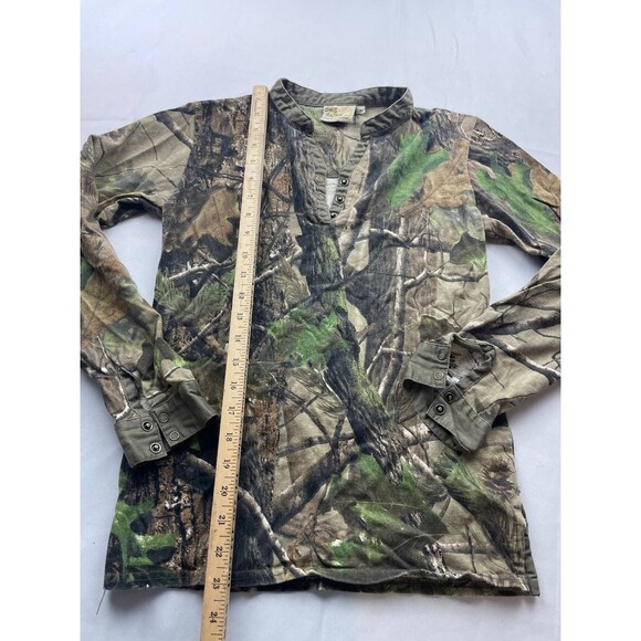SHE Safari Shirt Womens Small Green Camouflage Snap Long Sleeve Hunting Camping - Picture 3 of 6
